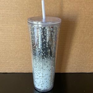 Starbucks 2022 Holiday Glitter Silver Mirror White Gradient Tumbler 24oz Cup